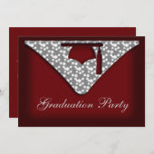 卒業の帽子のパーティの招待状 招待状 (正面/裏面)