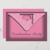 卒業の帽子のパーティの招待状 招待状 (正面/裏面)