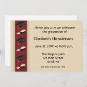 卒業の帽子のボーダー招待状 招待状 (正面/裏面)