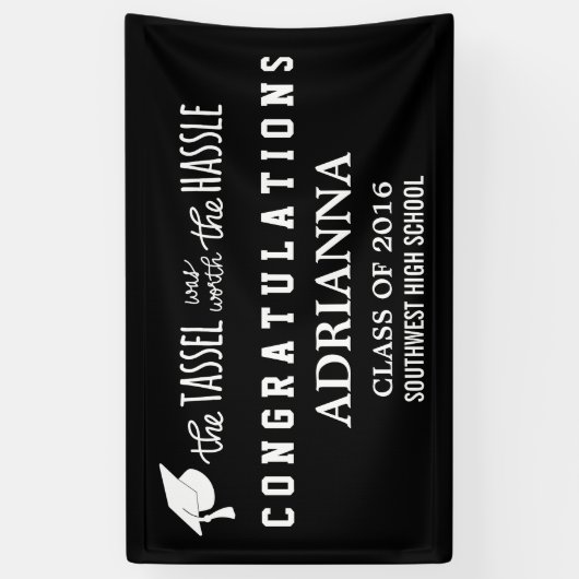 卒業の帽子は口論のふさ価値がありました 横断幕 (縦)