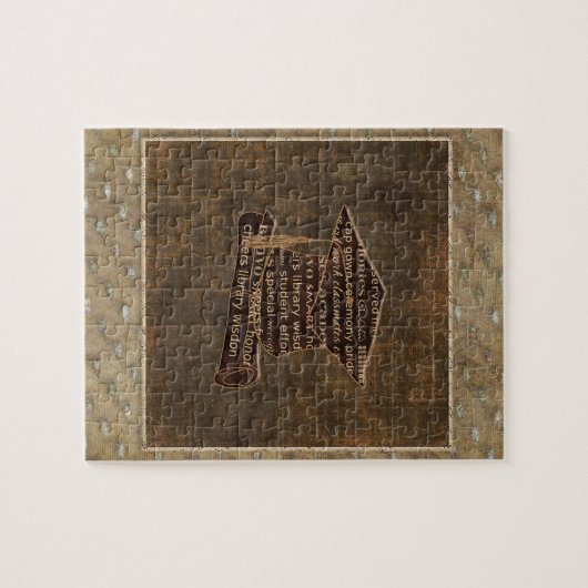 卒業の帽子及び免状の卒業の単語のデザイン ジグソーパズル (横)