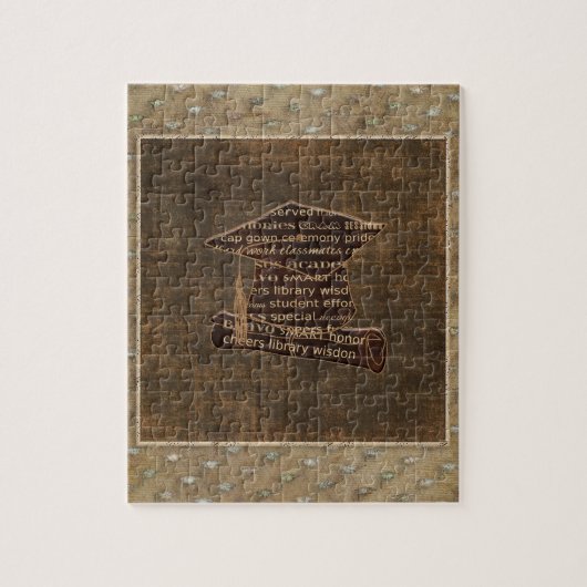 卒業の帽子及び免状の卒業の単語のデザイン ジグソーパズル (縦)