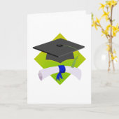 卒業の帽子及び免状 カード (黄色い花)