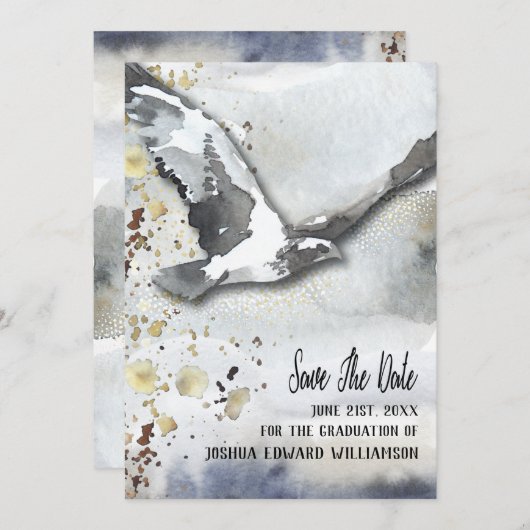 卒業の急上昇した鳥の抽象芸術の保存日付 セーブザデート (正面/裏面)