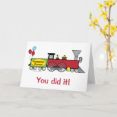 卒業の急行列車のお祝い カード (黄色い花)