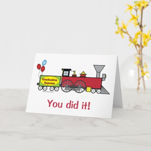 卒業の急行列車のお祝い カード (黄色い花)