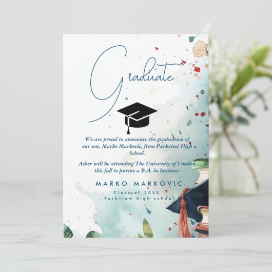 卒業の息子Iカラフル発表 案内状 (スタンド正面)