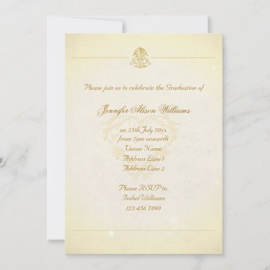 卒業の招待のヴィンテージの硫酸紙のスタイル 招待状 (正面)