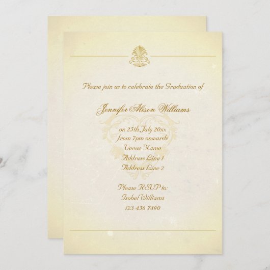 卒業の招待のヴィンテージの硫酸紙のスタイル 招待状 (正面/裏面)