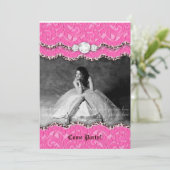 卒業の招待の発表のヒョウの化粧のピンク 招待状 (スタンド正面)