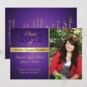 卒業の招待状のヴィンテージの紫色のクラス 招待状 (正面/裏面)