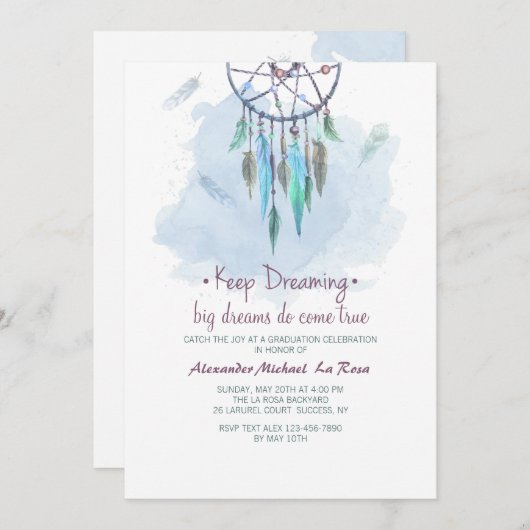 卒業の招待状の夢を見を保って下さい 招待状 (正面/裏面)