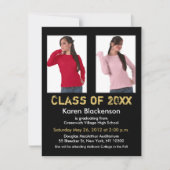 卒業の招待状は2イメージの黒い金ゴールドを加えます 招待状 (正面)