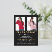 卒業の招待状は2イメージの黒い金ゴールドを加えます 招待状 (スタンド正面)