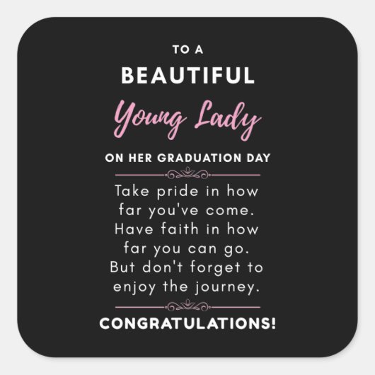 卒業の日に美しい若い女性に スクエアシール (正面)