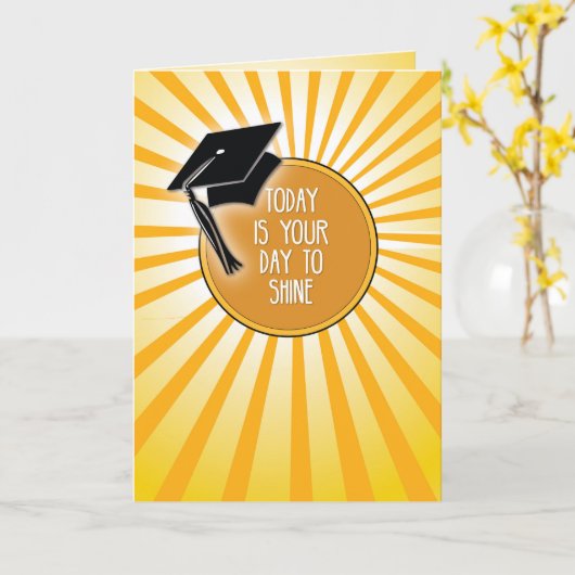 卒業の日を輝かせおめでとうキャップ&サン カード (黄色い花)