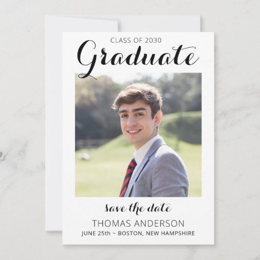 卒業の日付を保モダン存する 案内状 (正面)