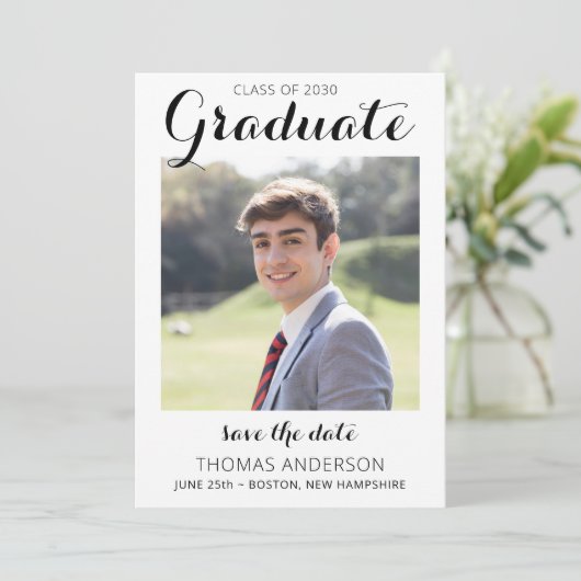 卒業の日付を保モダン存する 案内状 (スタンド正面)