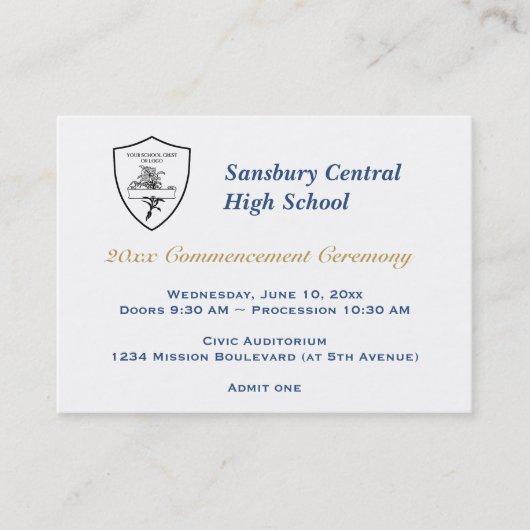 卒業の普通料金のカスタムなイベントのチケット コーリングカード (正面)