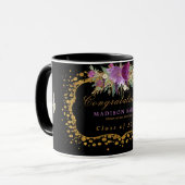 卒業の水彩画のグリッターの花の金ゴールドの紙吹雪 マグカップ (正面左)