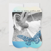 卒業の発表のグリッターの蝶写真B 案内状 (裏面)