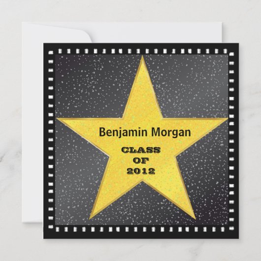 卒業の発表のハリウッド・スターの黄色 招待状 (裏面)