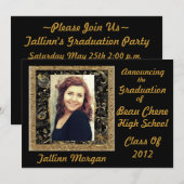 卒業の発表のパーティー 招待状 (正面/裏面)
