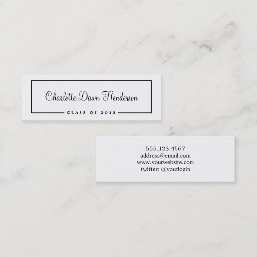 卒業の発表の名刺のボーダークラスの コーリングカード (正面/裏面)