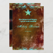 卒業の発表の茶色がかった鋼色の西部の星 案内状 (正面/裏面)