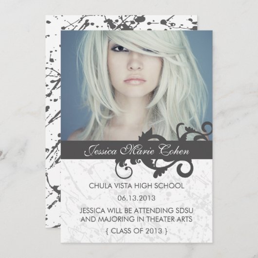 卒業の発表の野生の渦巻のクラス 案内状 (正面/裏面)