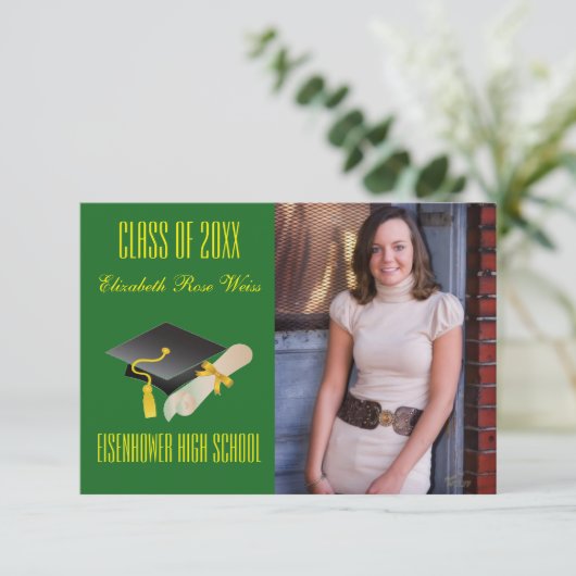 卒業の発表- 3x5帽子及び免状 招待状 (スタンド正面)