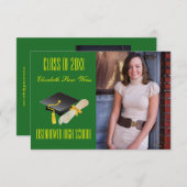 卒業の発表- 3x5帽子及び免状 招待状 (正面/裏面)