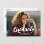 卒業の白いブラシの原稿はパーティー2味方しました インビテーションポストカード (正面/裏面)