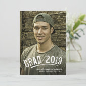 卒業の白くグランジな教養がある写真Announcment 案内状 (スタンド正面)