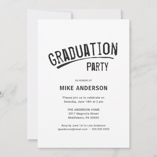 卒業の白くグランジな教養がある写真Announcment 案内状 (裏面)