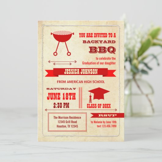 卒業の裏庭BBQの招待状 招待状 (スタンド正面)