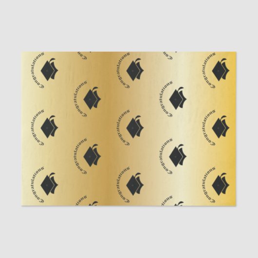 卒業の金ゴールドのティッシュペーパーのおめでとう 薄葉紙 (正面)