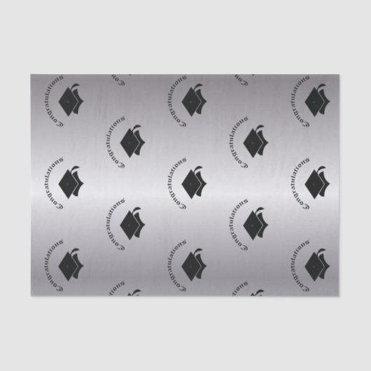 卒業の銀のティッシュペーパーのおめでとう 薄葉紙 (正面)