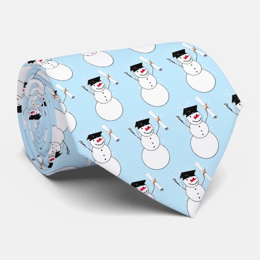 卒業の雪だるまクリスマス ネクタイ (ロール)