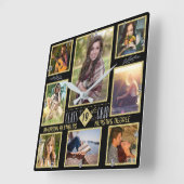 卒業の高等学校の大学卒業生の写真のコラージュ スクエア壁時計 (傾斜)