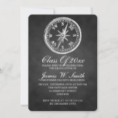 卒業の黒板のヴィンテージのコンパスの黒 招待状 (正面)