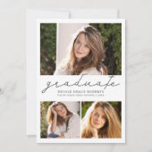 卒業の3写真のコラージュ容易なDIYのモダンの原稿 案内状 (正面)