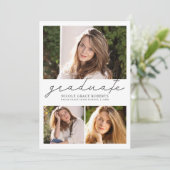 卒業の3写真のコラージュ容易なDIYのモダンの原稿 案内状 (スタンド正面)