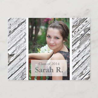 卒業はがき招待状 – 木目の質感 案内ポストカード