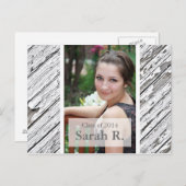 卒業はがき招待状 – 木目の質感 案内ポストカード (正面/裏面)