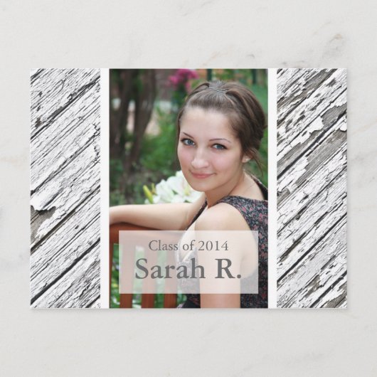 卒業はがき招待状 – 木目の質感 案内ポストカード (正面)