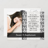 卒業はがき、白黒フォーマル 案内ポストカード (正面/裏面)