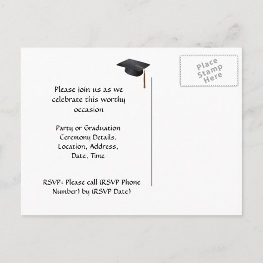 卒業はがき、白黒フォーマル 案内ポストカード (裏面)