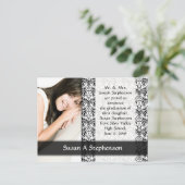 卒業はがき、白黒フォーマル 案内ポストカード (スタンド正面)