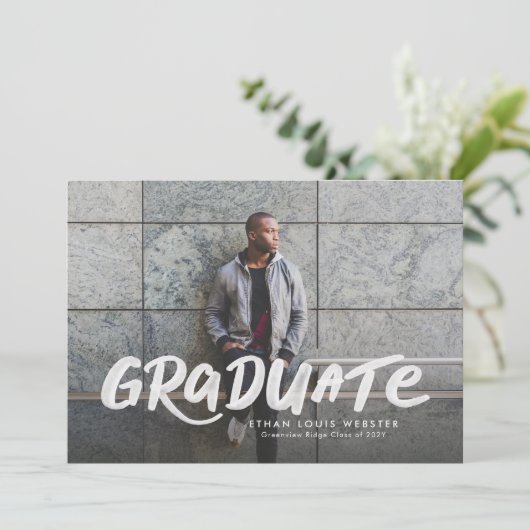 卒業はっきりしたシンプル2枚カッコいいの写真卒業 案内状 (スタンド正面)